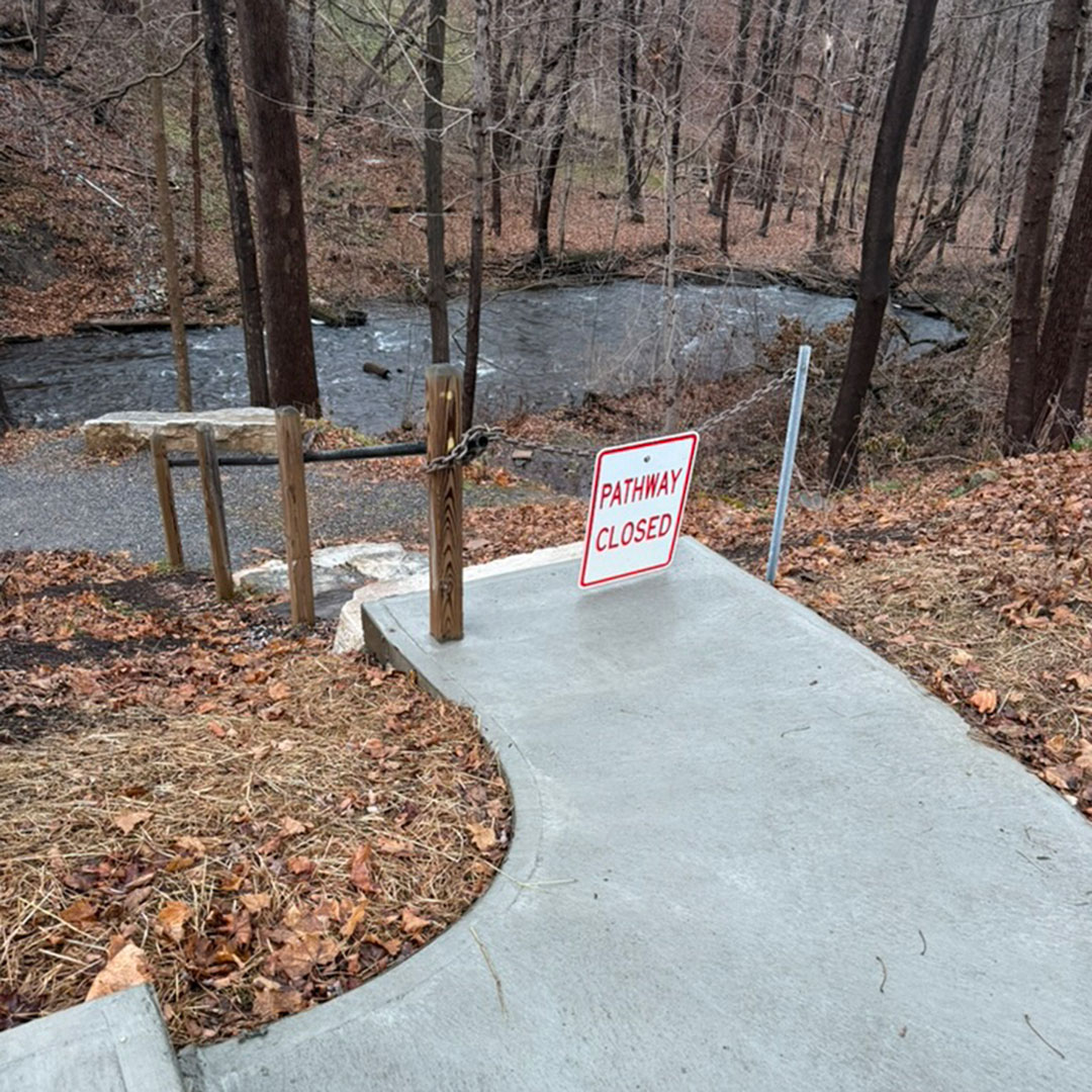 "Pathway closed" sign