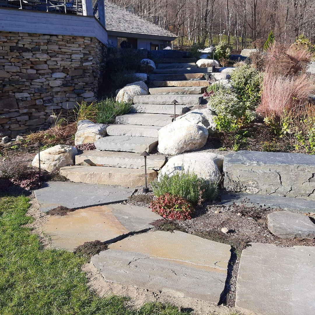 Rustic steps built by our stone mason for another project